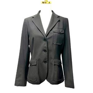 Ralph Lauren Classic Black Blazer Military inspired with Flap Pockets Sz 10